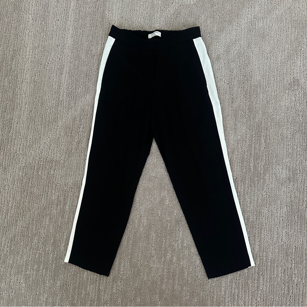 Aritzia Babaton Black Pants with White Stripes Size0